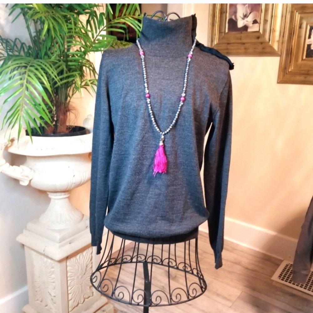 Vintage Authentic Lanvin Wool Funnel Neck Sweater. Size: Small.
